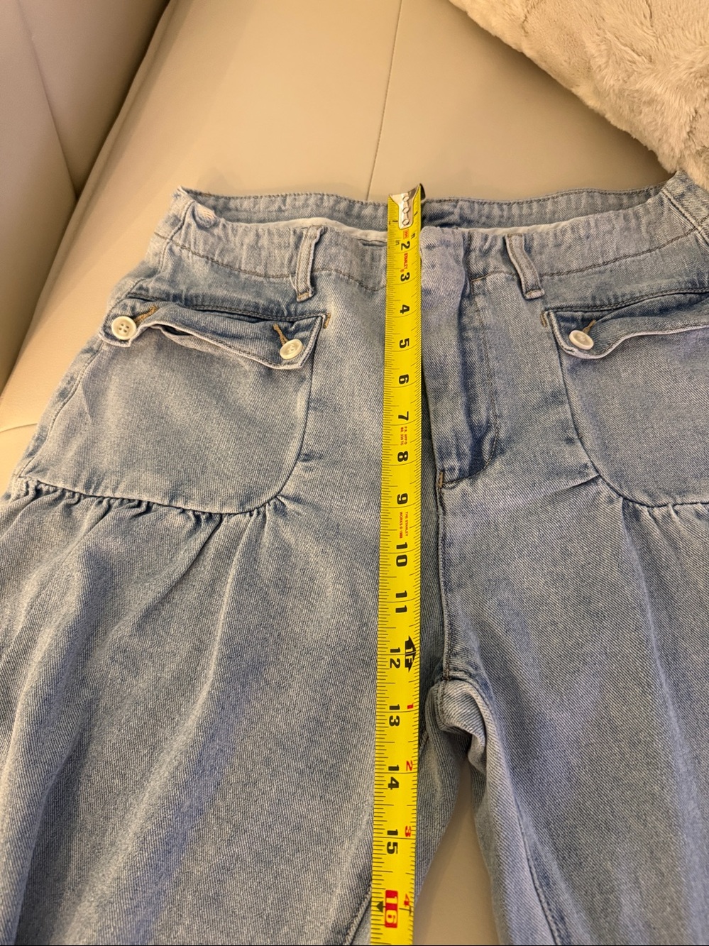 Cider Light Blue High-Rise Balloon Jeans with Buttoned Front Pockets - Picture 11 of 12